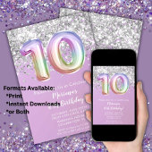 Rainbow Sparkle Glitter Girl 10e verjaardag Kaart