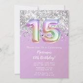 Rainbow Sparkle Glitter Girl 15e verjaardag Kaart (Voorkant)