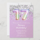 Rainbow Sparkle Glitter Girl 17e verjaardag Kaart (Voorkant)