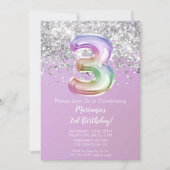 Rainbow Sparkle Glitter Girl 3e verjaardag Kaart (Voorkant)