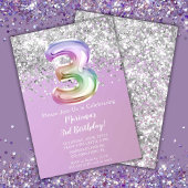 Rainbow Sparkle Glitter Girl 3e verjaardag Kaart