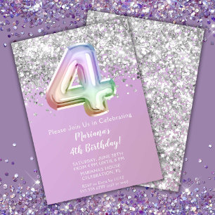Rainbow Sparkle Glitter Girl 4e verjaardag Kaart