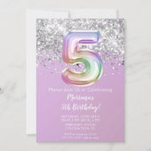 Rainbow Sparkle Glitter Girl 5e Birthday Party in Kaart (Voorkant)