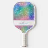 Rainbow Sparkle Glitter Girly Glam Personaliseert Pickleball Paddle (Voorkant)
