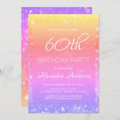 Rainbow Sparkle Glitter Lights 60e Verjaardagsfees Kaart (Voorkant / Achterkant)