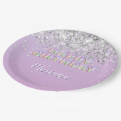 Rainbow Sparkle Glitter Meisje Verjaardagsfeestje Papieren Bordje (Gekanteld)