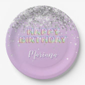 Rainbow Sparkle Glitter Meisje Verjaardagsfeestje Papieren Bordje (Voorkant)