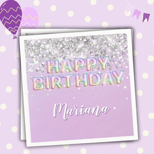 Rainbow Sparkle Glitter Meisje Verjaardagsfeestje Servet