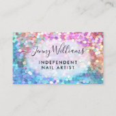 Rainbow Sparkle Glitter Pastel Nail Artist Visitekaartje (Voorkant)