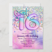 Rainbow Sparkle Glitter Sweet 16 Verjaardagsfeest Kaart (Voorkant)