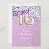 Rainbow Sparkle Glitter Sweet 16e Verjaardagsfeest Kaart (Voorkant)