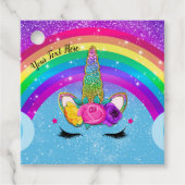 Rainbow Sparkle Glittery Unicorn Horn Face Bedankjes Labels (Voorkant)