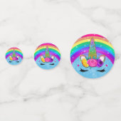 Rainbow Sparkle Glittery Unicorn Horn Face Confetti (Voorkanten)