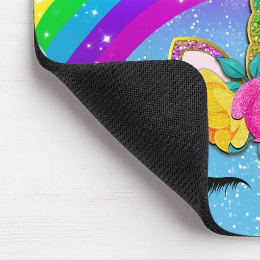 Rainbow Sparkle Glittery Unicorn Horn Muismat (Hoek)