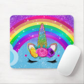 Rainbow Sparkle Glittery Unicorn Horn Muismat (Met muis)