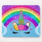 Rainbow Sparkle Glittery Unicorn Horn Muismat (Voorkant)