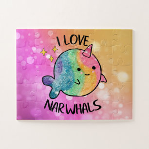 Rainbow Sparkle I Love Narwhals Legpuzzel