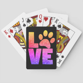 Rainbow Sparkle Love Paw Print Pokerkaarten