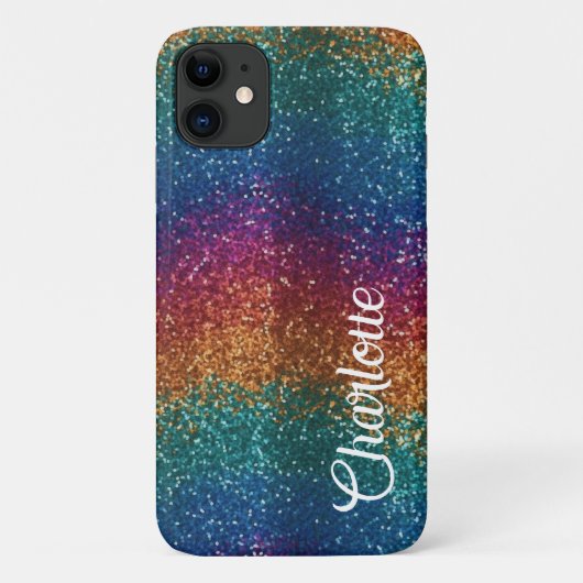 Rainbow Sparkle Metallic Elegant gepersonaliseerd Case-Mate iPhone Case (Achterkant)