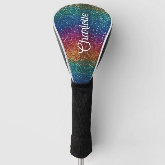 Rainbow Sparkle Metallic Elegant gepersonaliseerd Golfheadcover (Voorkant)