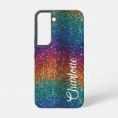 Rainbow Sparkle Metallic Elegant gepersonaliseerd Samsung Galaxy Hoesje (Achterkant)