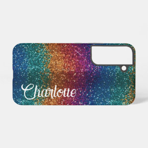 Rainbow Sparkle Metallic Elegant gepersonaliseerd Samsung Galaxy Hoesje