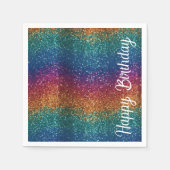 Rainbow Sparkle Metallic Elegant Happy Birthday Servet (Voorkant)
