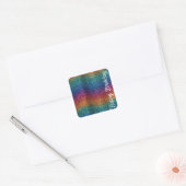 Rainbow Sparkle Metallic Elegant Happy Birthday Vierkante Sticker (Envelop)