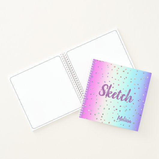 Rainbow Sparkle Monogram Sketchbook Notitieboek (Binnen)