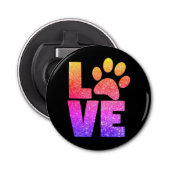 Rainbow Sparkle - Paw Print Love op Black Button Flesopener (Voorkant)