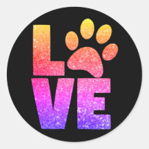 Rainbow Sparkle - Paw Print Love op Black