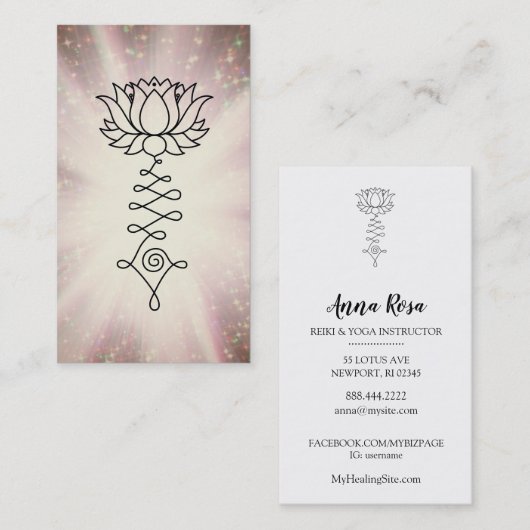 *~* Rainbow Sparkle Reiki Healing Energy Lotus Visitekaartje (Voorkant / Achterkant)