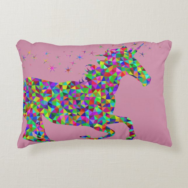 Rainbow Sparkle Unicorn Pillow Accent Kussen (Voorkant)