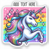Rainbow Sparkles en magische eenhoorn gepersonalis Sticker (Voorkant)