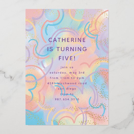Rainbow Sparkles Folie Uitnodiging (Voorkant)