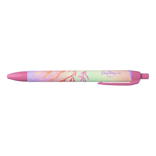 Rainbow Sparkles Monogram Naam Blauwe Inkt Pen (Bodem)