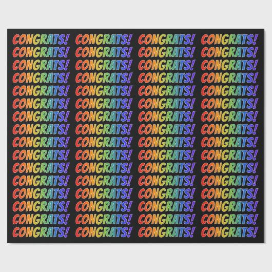 Rainbow Spectrum Gradiënt "CONGRATS!" Cadeaupapier (Vlak)