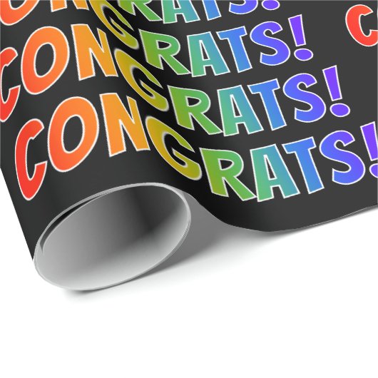 Rainbow Spectrum Gradiënt "CONGRATS!" Cadeaupapier (Rol Hoek)