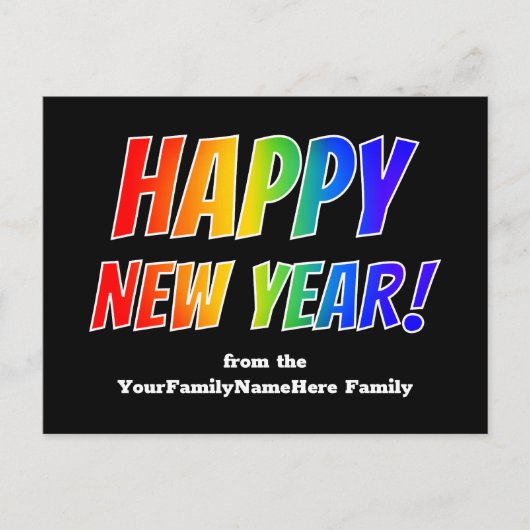 Rainbow Spectrum "HAPPY NEW YEAR" + Aangepaste naa Briefkaart (Voorkant)