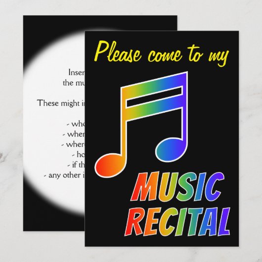 Rainbow Spectrum Music Notitie Uitnodiging (Voorkant / Achterkant)