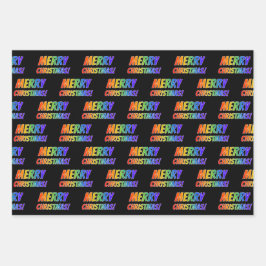 Rainbow Spectrum Pattern "MERRY CHRISTMAS!" Inpakpapier Vel