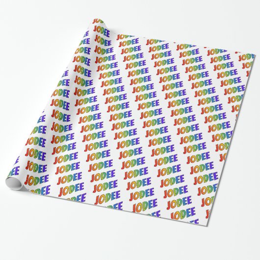 Rainbow Spectrum Pattern Voornaam "JODEE" Cadeaupapier (Uitgerold)