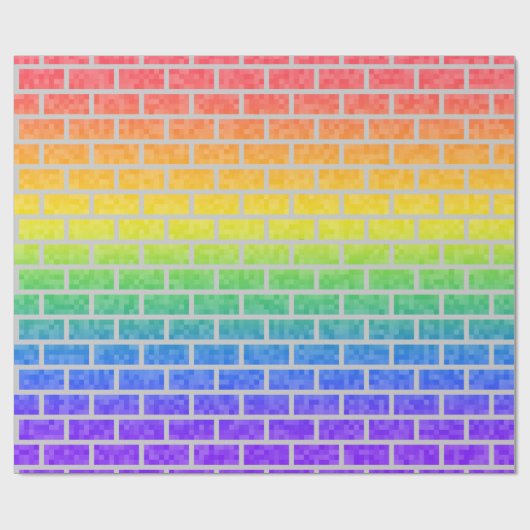 Rainbow Spectrum Pixelated 8-bit look Brick Wall Cadeaupapier (Vlak)