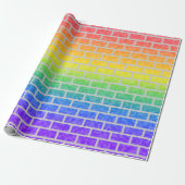 Rainbow Spectrum Pixelated 8-bit look Brick Wall Cadeaupapier (Uitgerold)