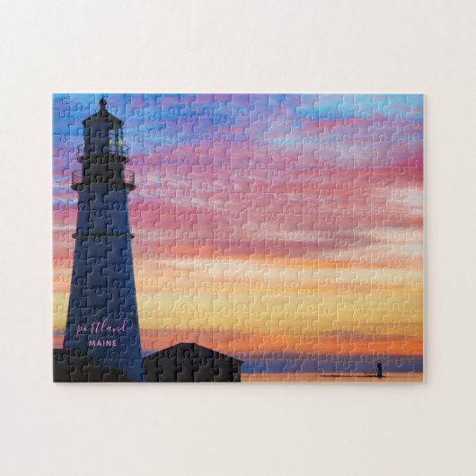 Rainbow Spectrum Sunrise Portland Head Lighthouse Legpuzzel (Horizontaal)