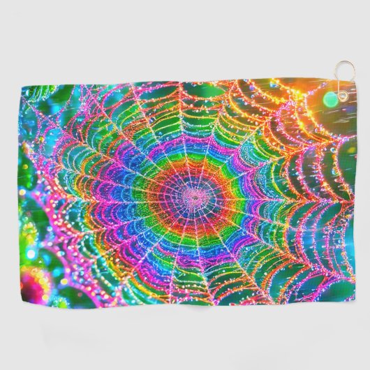 Rainbow Spider Web Golfhanddoek (Horizontaal)