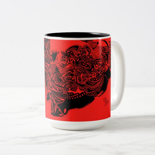 Rainbow Spider Web Mok collectie - Rood (Voorkant rechts)