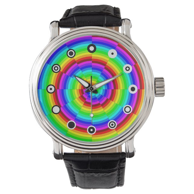 Rainbow Spiral (Binary Face) van Kenneth Yoncich Horloge (Voorkant)