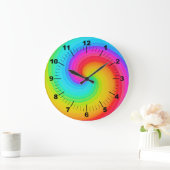 Rainbow Spiral Colorful Geometric Mandala Grote Klok (Huis)