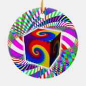 Rainbow Spiral Cube Keramisch Ornament (Achterkant)